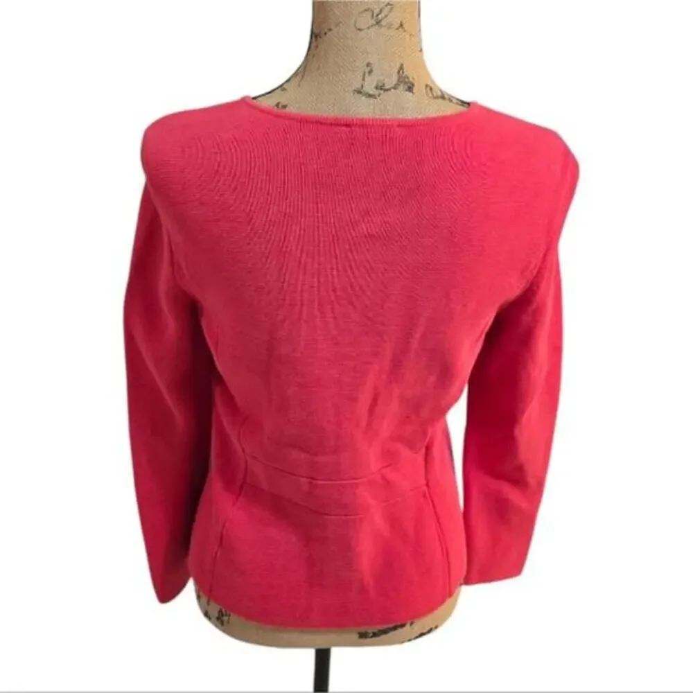 Talbots Ruffle Detail Pink Zippered Sweater Cardigan Blazer Size‎ XS